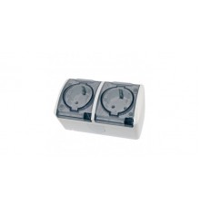 Розетка 2-ая с/з нар.с крышкой 16А IP54 Белая SQ1818-0009
