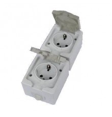 Розетка 2-ая с/з нар.с крышк/вертик.16А IP54Серая SQ1803-0009