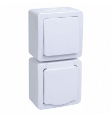Блок 1-кл.выкл..+розетка.нар.Верт.с/з IP54 10A/250В БВб-22-31 IEK