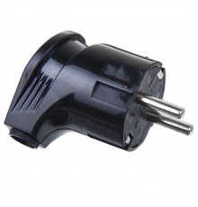 Вилка Черная угловая с/з 16А IP20 SQ1806-0008