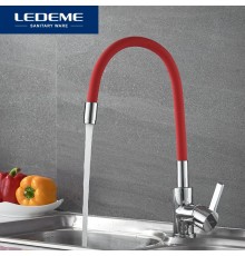 Смеситель для кухни,гибкий излив Красный L4898-1