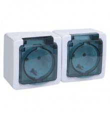 Розетка 2-ая с/з нар.с крышк/гориз.16А IP54Серая SQ1803-0008